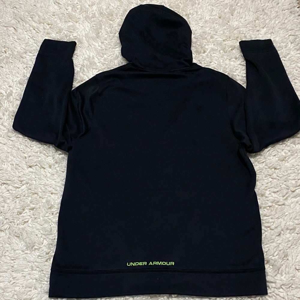 Under Armour Mens size large black Hoodie with Bright green trimmed Logo - Picture 12 of 14